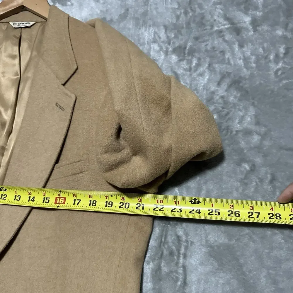 Vintage Barrister 100% Camel Hair Blazer Mens 44R Tan Union‎ Made USA Sport Coat
